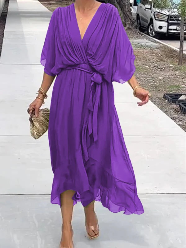 Robe élégante à col en V - Thyra Elegantete Garment