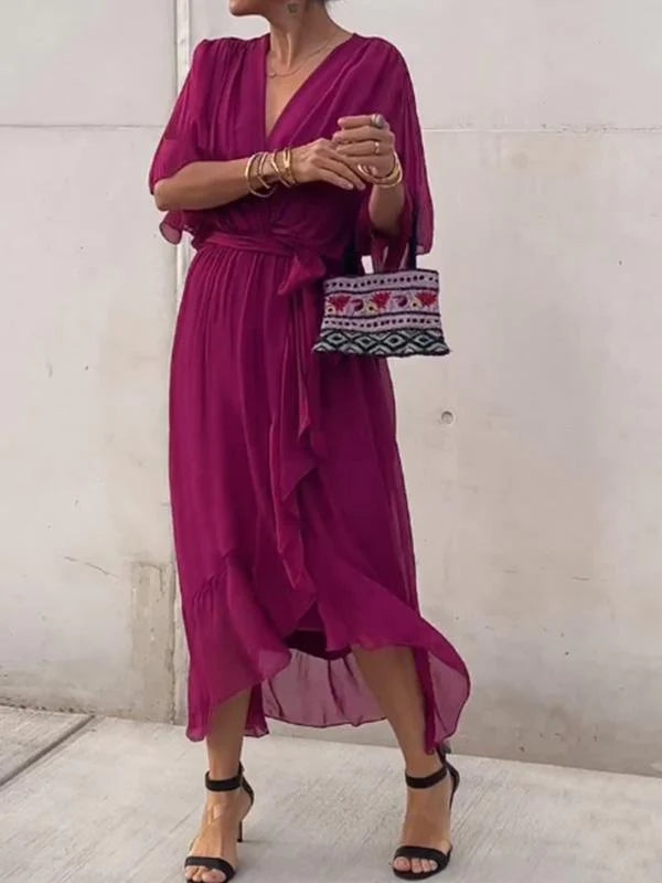 Robe élégante à col en V - Thyra Elegantete Garment