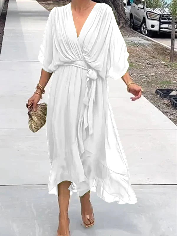 Robe élégante à col en V - Thyra Elegantete Garment
