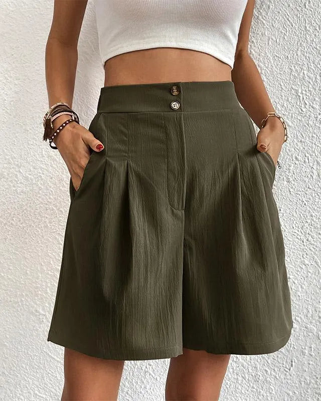 Short taille haute Dameshoge - perfect pasvorm - geruite voor - wijde pijpen - met praktische zakken