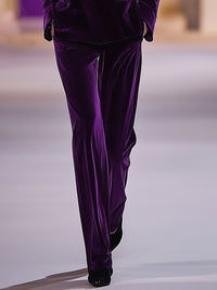 Ensemble 2 pièces en velours violet pour femmes - Ensemble de fête élégant et ajusté