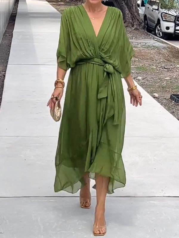 Robe élégante à col en V - Thyra Elegantete Garment