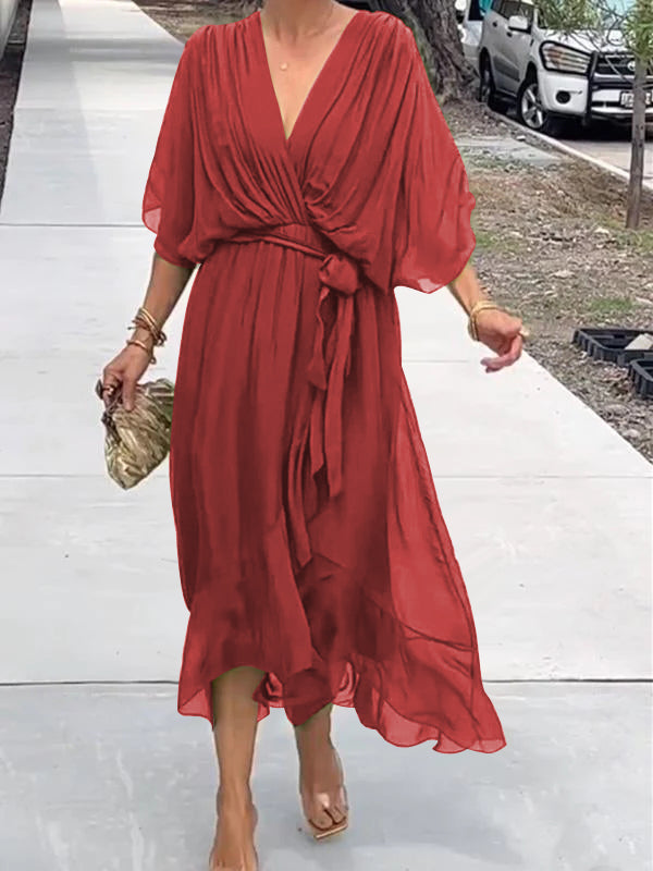 Robe élégante à col en V - Thyra Elegantete Garment