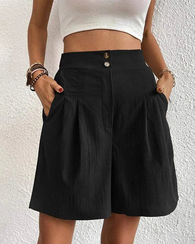 Short taille haute Dameshoge - perfect pasvorm - geruite voor - wijde pijpen - met praktische zakken