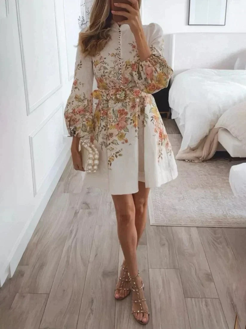 Mini robe chic à imprimé floral et boutons - Liv