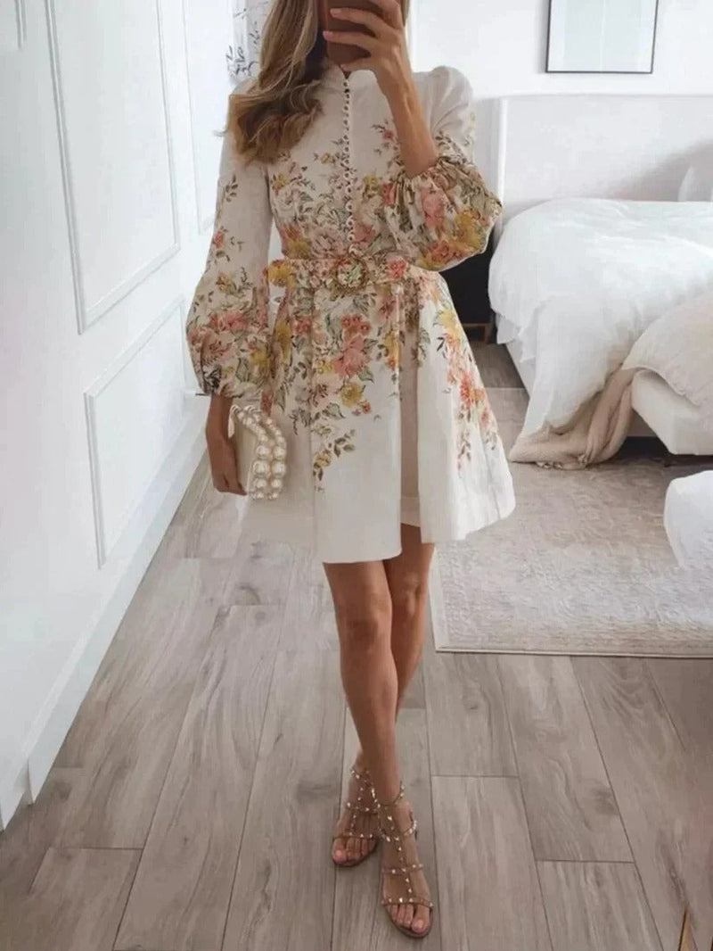 Mini robe chic à imprimé floral et boutons - Liv