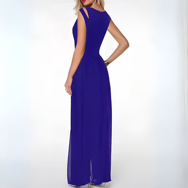 Élégante robe mi-longue à motif cachemire et col montant stylisé