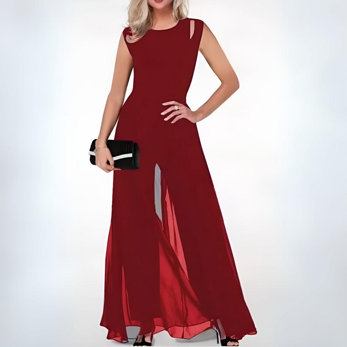 Élégante robe mi-longue à motif cachemire et col montant stylisé