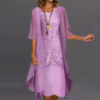 Aneira - Luxe Élégante Robe Enchantée en Tweed et Chiffon