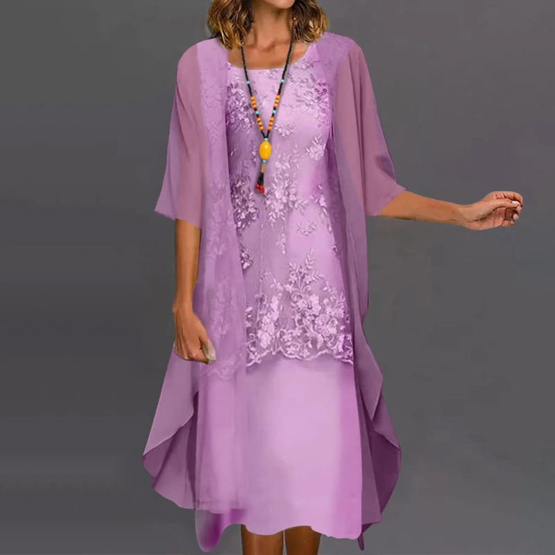 Aneira - Luxe Élégante Robe Enchantée en Tweed et Chiffon
