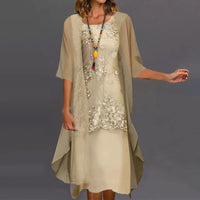Aneira - Luxe Élégante Robe Enchantée en Tweed et Chiffon
