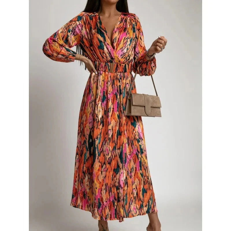 Vella Top d'été à col en V avec imprimé graphique et fente sur le côté pour un look élégant