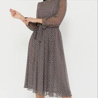 Robe Femme Évasée en Tulle avec Manches 3/4 - Longueur Mi-Mollet - Coupe Légère et Flottante