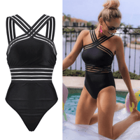 Monokini femmes avec dos croisé à lanières, taille affinée et jambes hautes pour une allure élégante et estivale