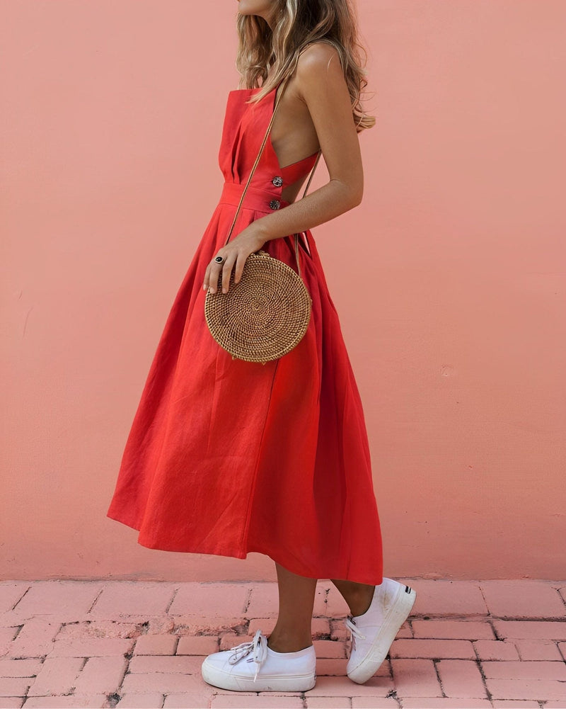 Robe à encolure carrée et halter - Écologique, Étroite, Élégance Toute Saison