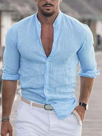 Chemise masculine décontractée - Boutonnière légère, respirante et élégante, pour un confort tout au long de la journée