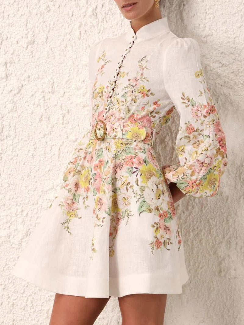 Mini robe chic à imprimé floral et boutons - Liv