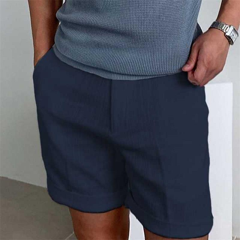 bermuda homme en lin - coupe décontractée - ourlet retourné - tissu léger et respirant