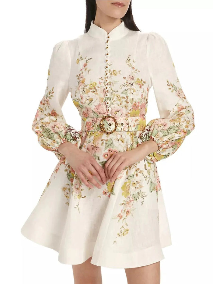 Mini robe chic à imprimé floral et boutons - Liv