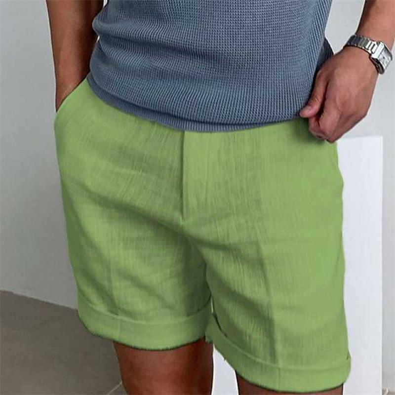 bermuda homme en lin - coupe décontractée - ourlet retourné - tissu léger et respirant
