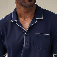 Polo Uomo in Piqué Ricamato - Vestibilità Regolare con Taschino sul Torace e Piping a Contrasto