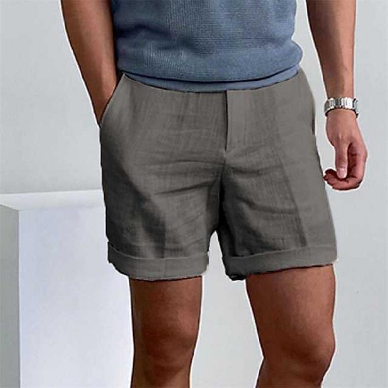 bermuda homme en lin - coupe décontractée - ourlet retourné - tissu léger et respirant