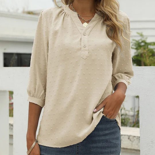 Chemisier élégant pour femmes - top vert à la mode avec manches trois-quarts pour un confort quotidien