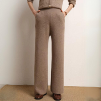 Pantalon de luxe pour femmes à jambes larges et évasées - Pantalon confortable en tricot de cachemire