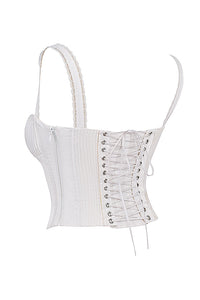 Élégant top corset blanc pour femmes avec détails en dentelle raffinés