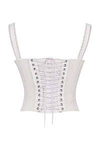 Élégant top corset blanc pour femmes avec détails en dentelle raffinés