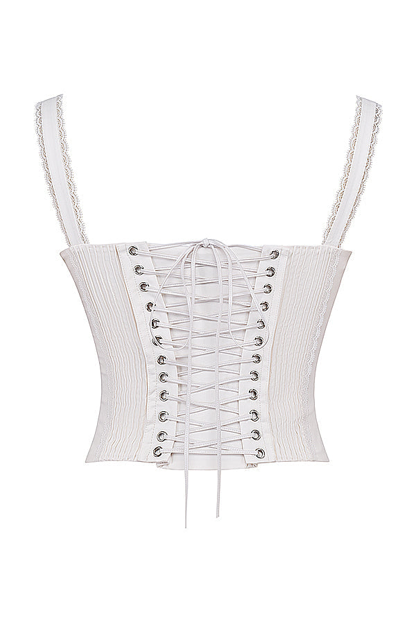 Élégant top corset blanc pour femmes avec détails en dentelle raffinés