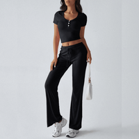 Ensemble de détente pour femmes en coton doux : haut et pantalon confortables pour une détente optimale