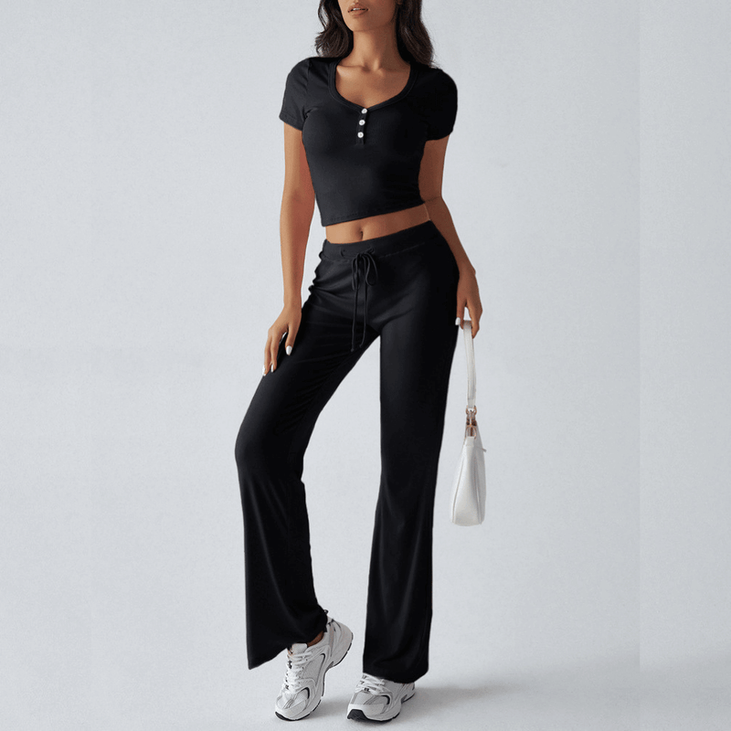 Ensemble de détente pour femmes en coton doux : haut et pantalon confortables pour une détente optimale