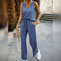Ensemble élégant 2 pièces pour femmes avec un haut côtelé et un pantalon confortable - Parfait pour un look quotidien décontracté