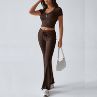 Ensemble de détente pour femmes en coton doux : haut et pantalon confortables pour une détente optimale