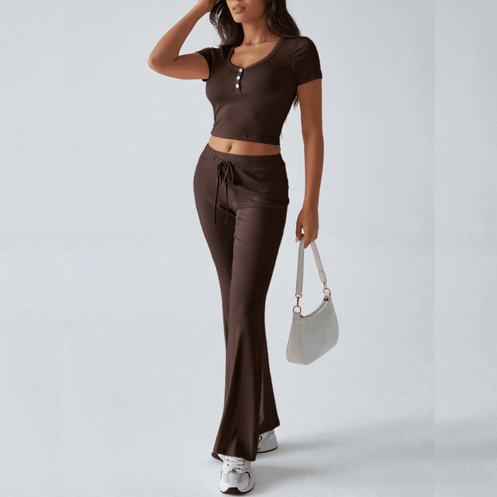 Ensemble de détente pour femmes en coton doux : haut et pantalon confortables pour une détente optimale
