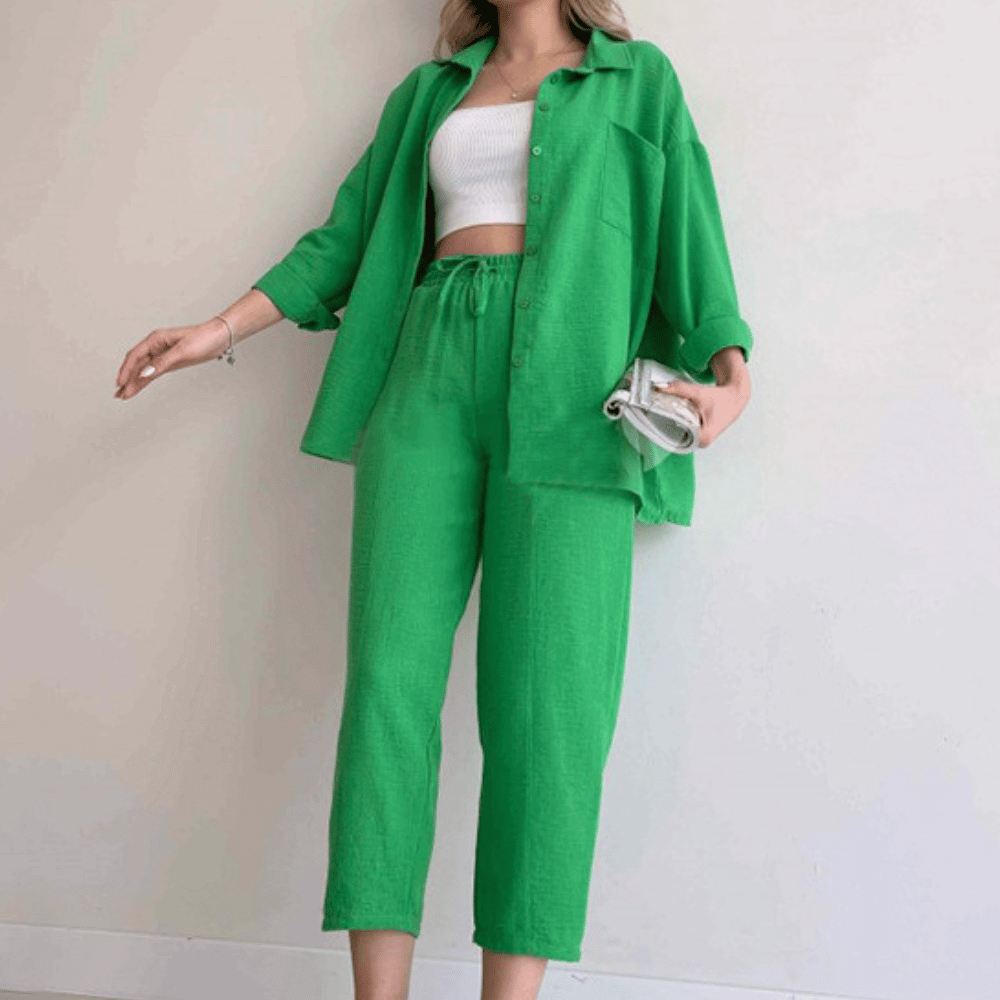 Ensemble décontracté 2 pièces pour femmes - haut et pantalon confortables pour une tenue élégante de tous les jours