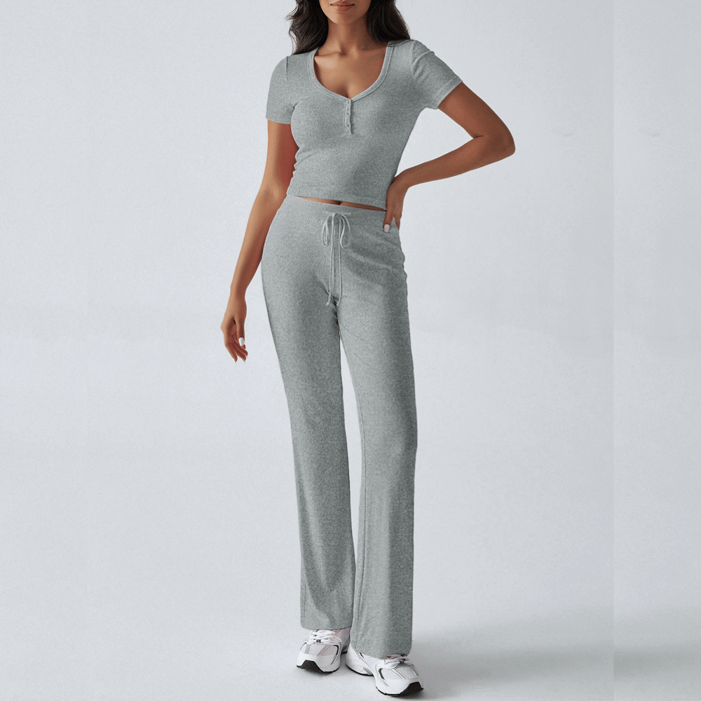 Ensemble de détente pour femmes en coton doux : haut et pantalon confortables pour une détente optimale