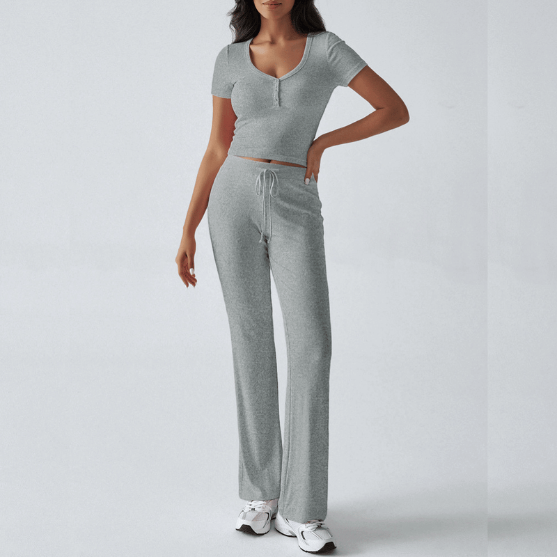 Ensemble de détente pour femmes en coton doux : haut et pantalon confortables pour une détente optimale