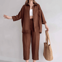 Ensemble décontracté 2 pièces pour femmes - haut et pantalon confortables pour une tenue élégante de tous les jours