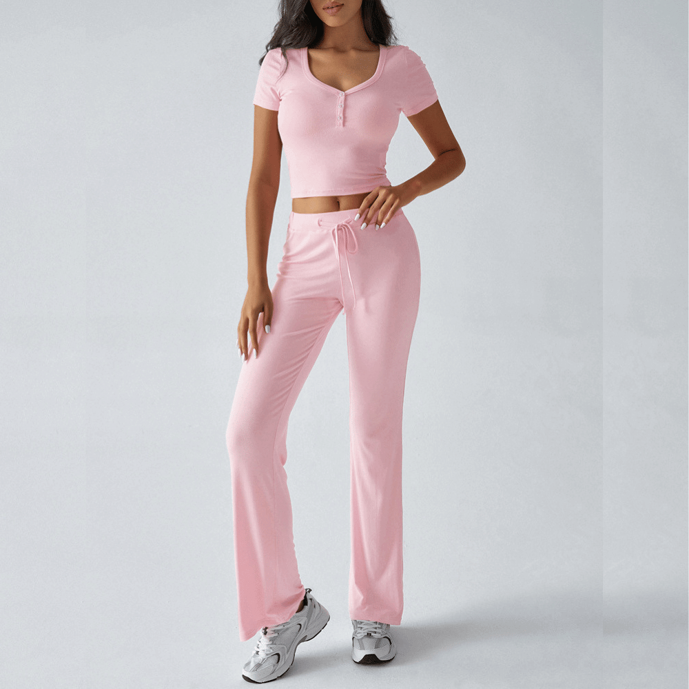Ensemble de détente pour femmes en coton doux : haut et pantalon confortables pour une détente optimale