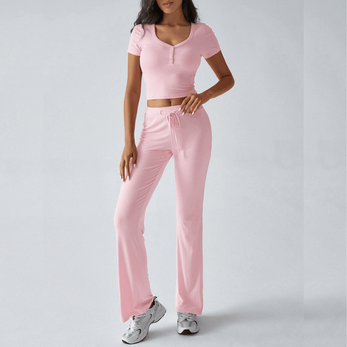 Ensemble de détente pour femmes en coton doux : haut et pantalon confortables pour une détente optimale
