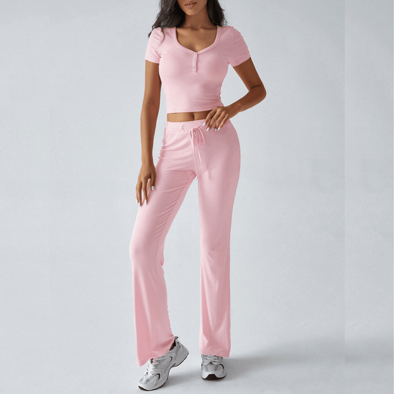 Ensemble de détente pour femmes en coton doux : haut et pantalon confortables pour une détente optimale