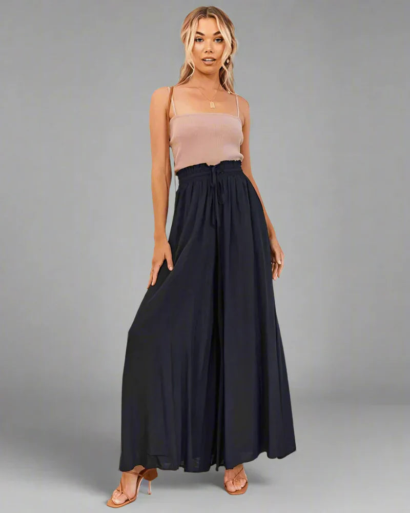 Élégant pantalon large à taille haute pour femmes - pantalon léger et confortable pour les occasions décontractées