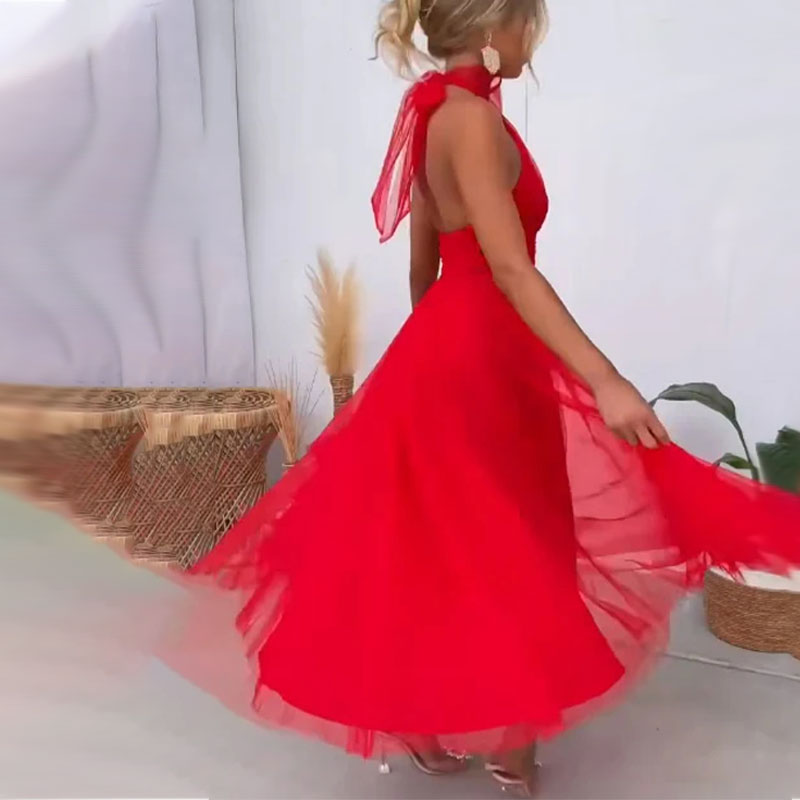 Robe élégante en maille à encolure haute et sans manches à la mode - Erin