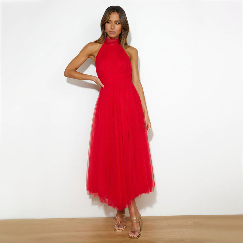 Robe élégante en maille à encolure haute et sans manches à la mode - Erin