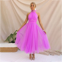 Robe élégante en maille à encolure haute et sans manches à la mode - Erin