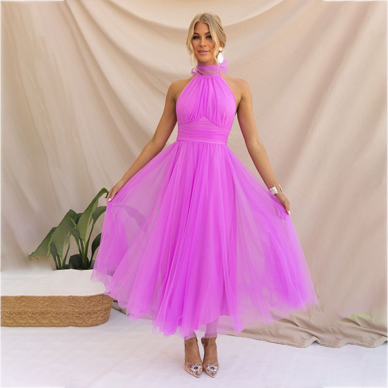Robe élégante en maille à encolure haute et sans manches à la mode - Erin