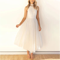 Robe élégante en maille à encolure haute et sans manches à la mode - Erin