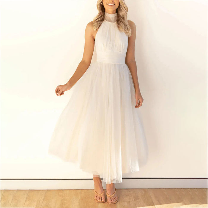 Robe élégante en maille à encolure haute et sans manches à la mode - Erin